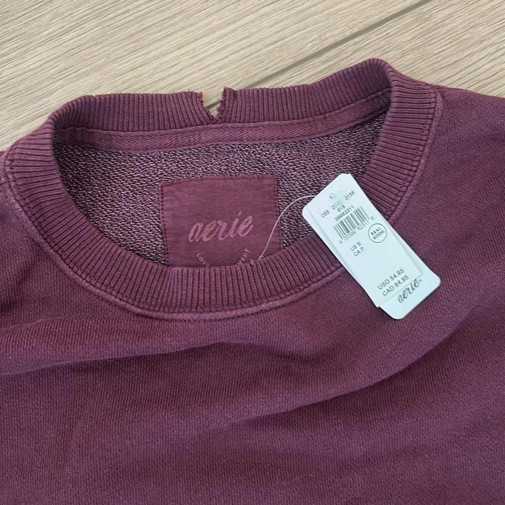 aerie Oversized Maroon/Brown Pullover Sweatshirt - Picture 5 of 6